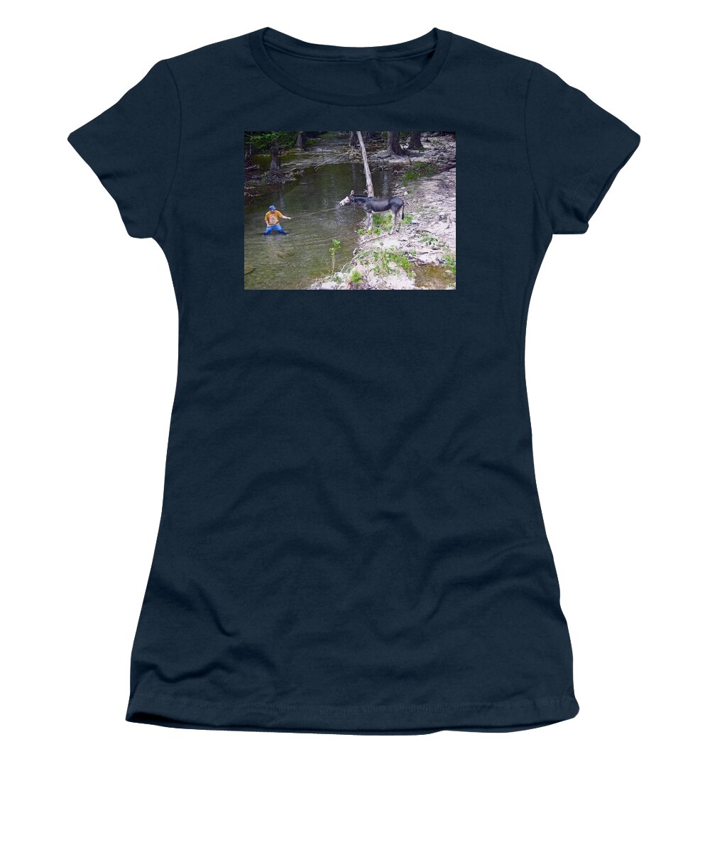 Mule Women's T-Shirt featuring the photograph Who Is More Stubborn by John Glass