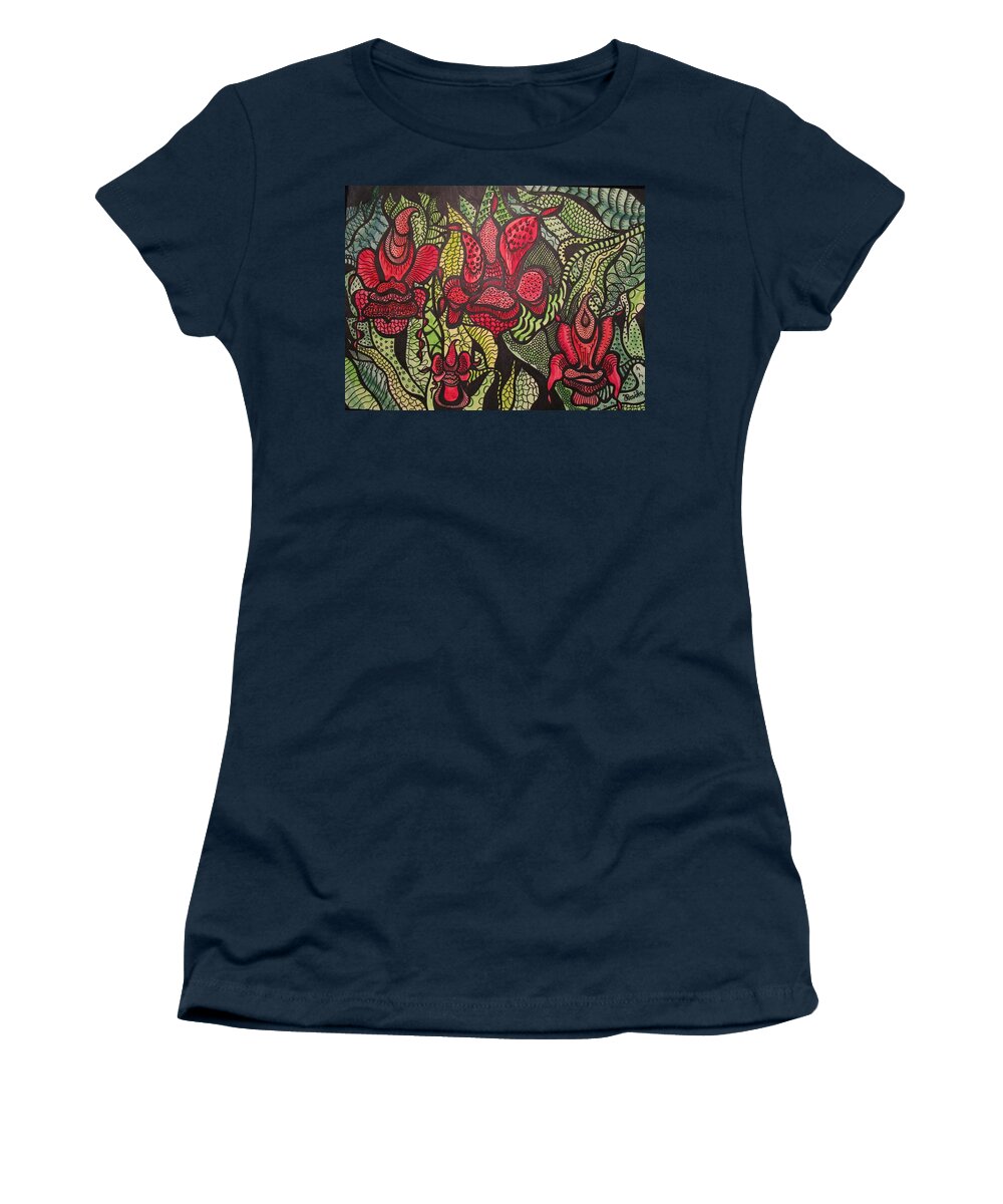 Floral Women's T-Shirt featuring the painting Wild Things by Rosita Larsson