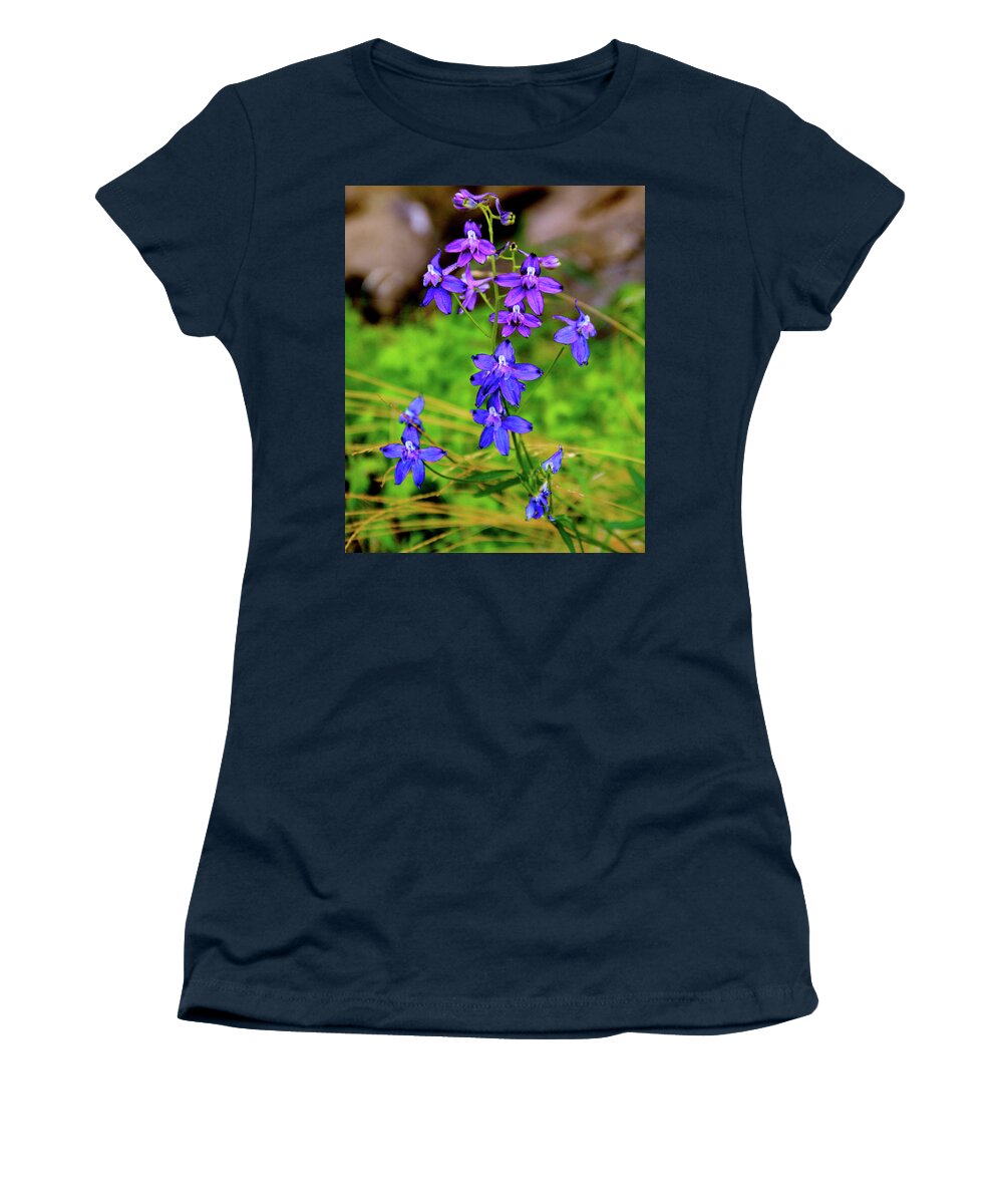 Larkspur Wildflowers Women's T-Shirt featuring the photograph Wildflower Larkspur by Ed Riche