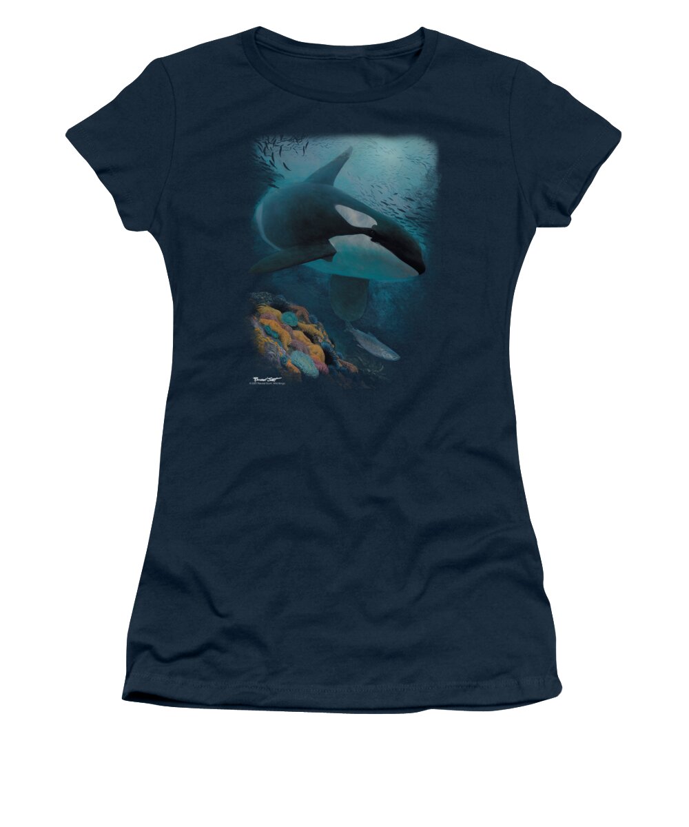 Wildlife Women's T-Shirt featuring the digital art Wildlife - Salmon Hunter Orca by Brand A