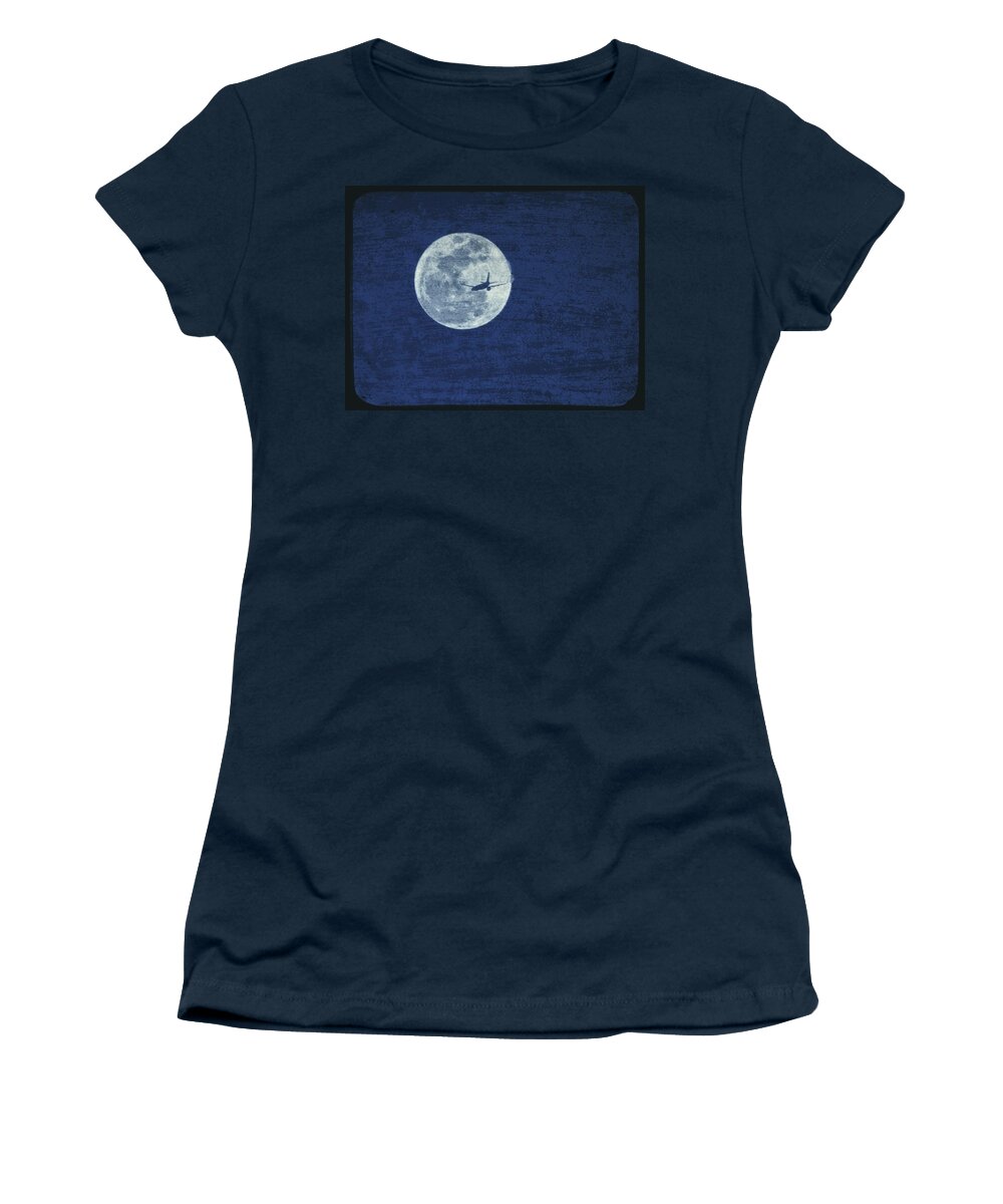 Plane Moon Planet Malaysia Angel Angels Wings Fly Space Dreamer Dreamers Serenity Night Light Flight Pilot Airlines Southwest Planets Space Women's T-Shirt featuring the photograph Wings by Culture Cruxxx