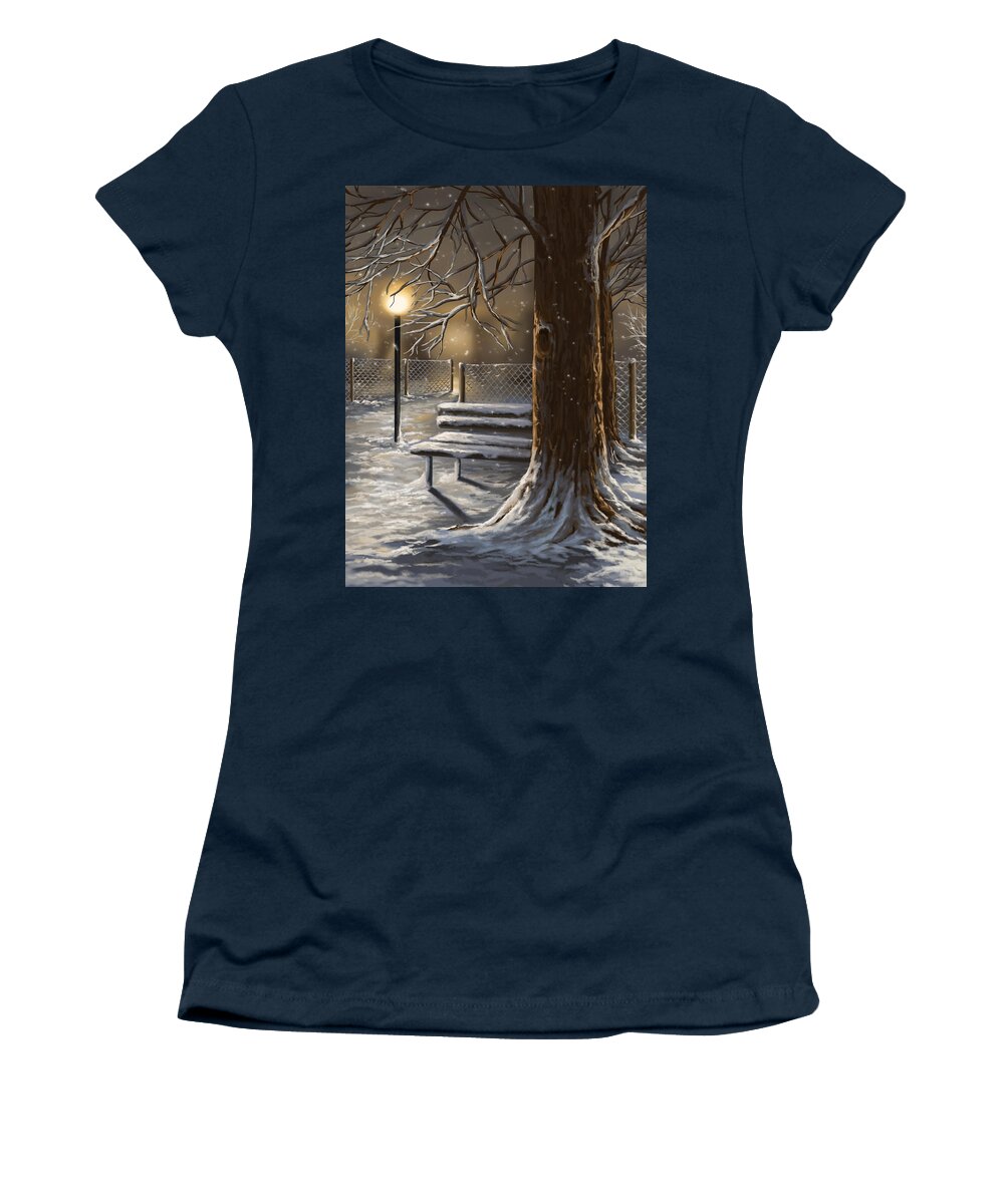Winter Women's T-Shirt featuring the painting Winter trilogy 1 by Veronica Minozzi