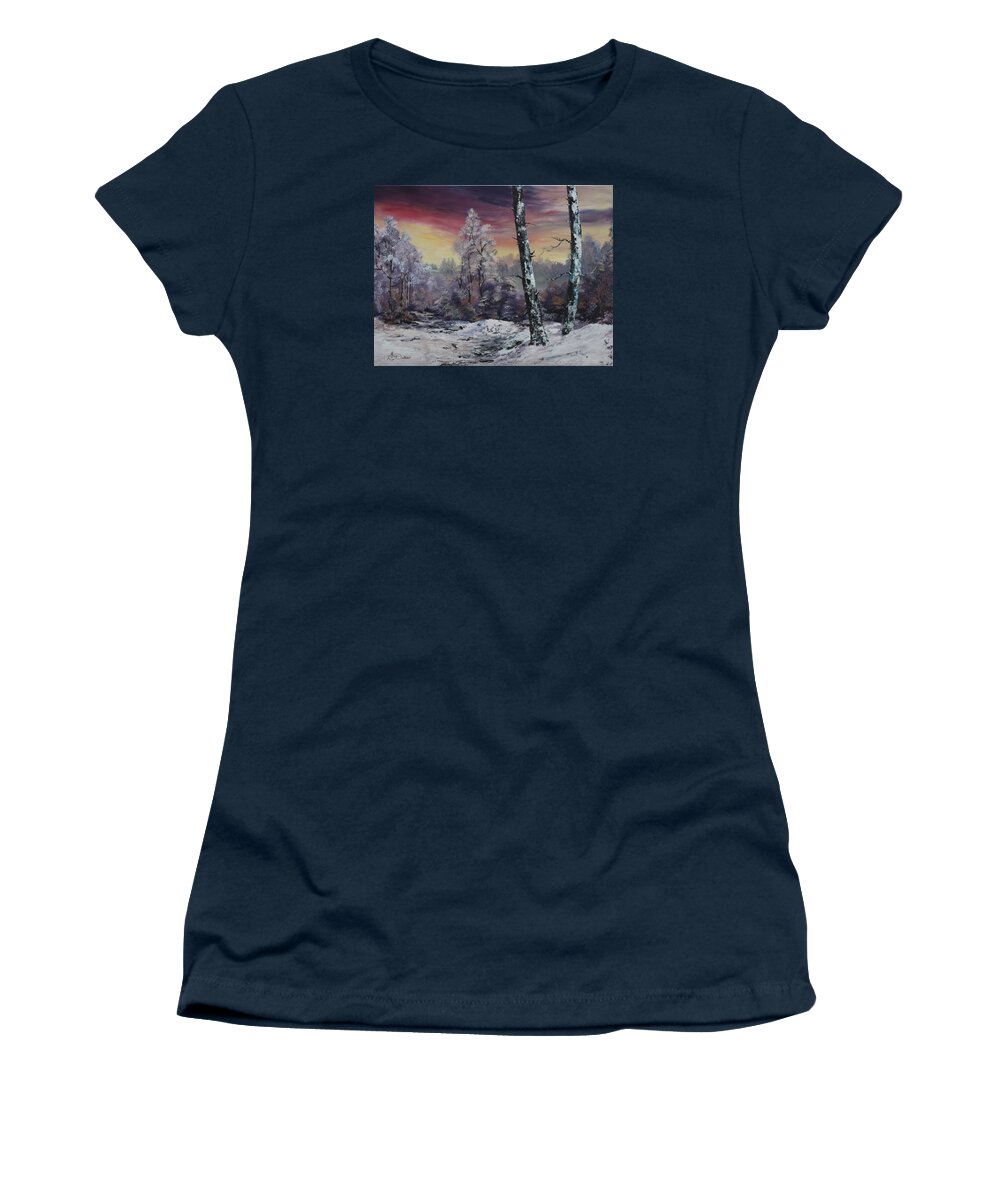 Winter Women's T-Shirt featuring the painting Purple Haze by Jean Walker
