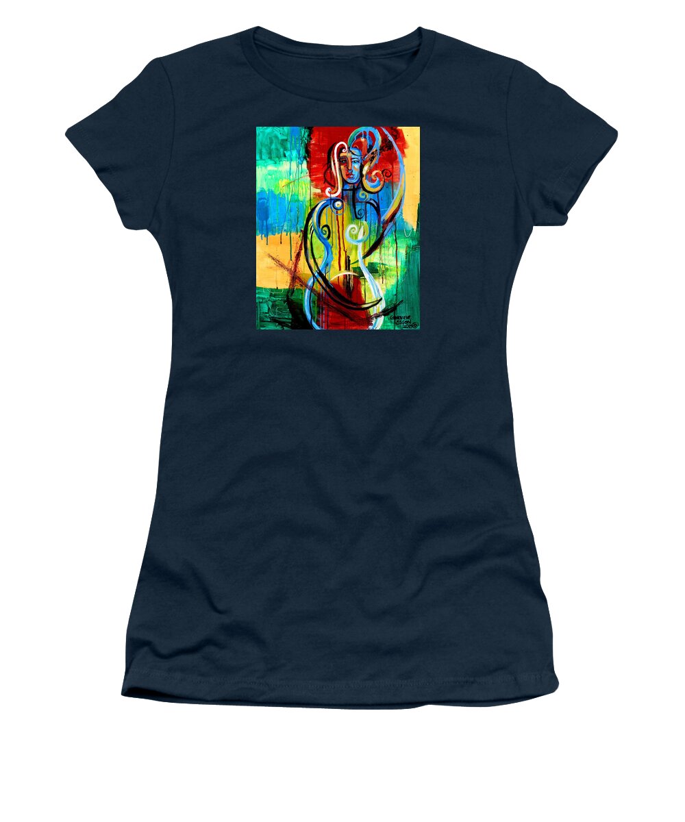 Woman Women's T-Shirt featuring the painting Woman Bass by Genevieve Esson