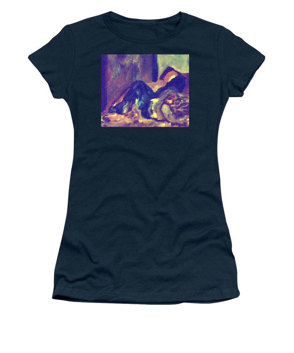 Woman Women's T-Shirt featuring the painting Woman Sleeping in a Chair by Shea Holliman