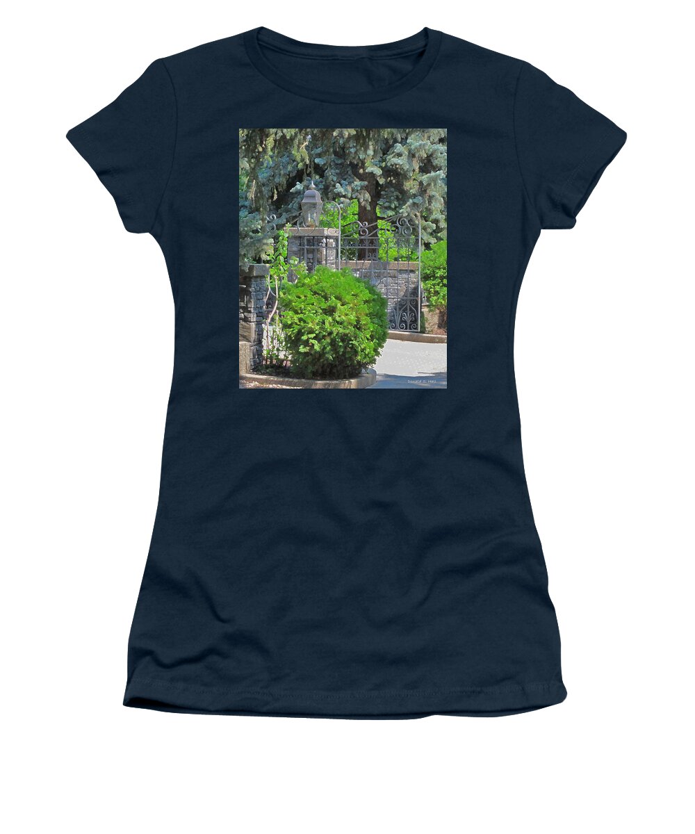 Gate Women's T-Shirt featuring the photograph Wrought Iron Gate by Donald S Hall