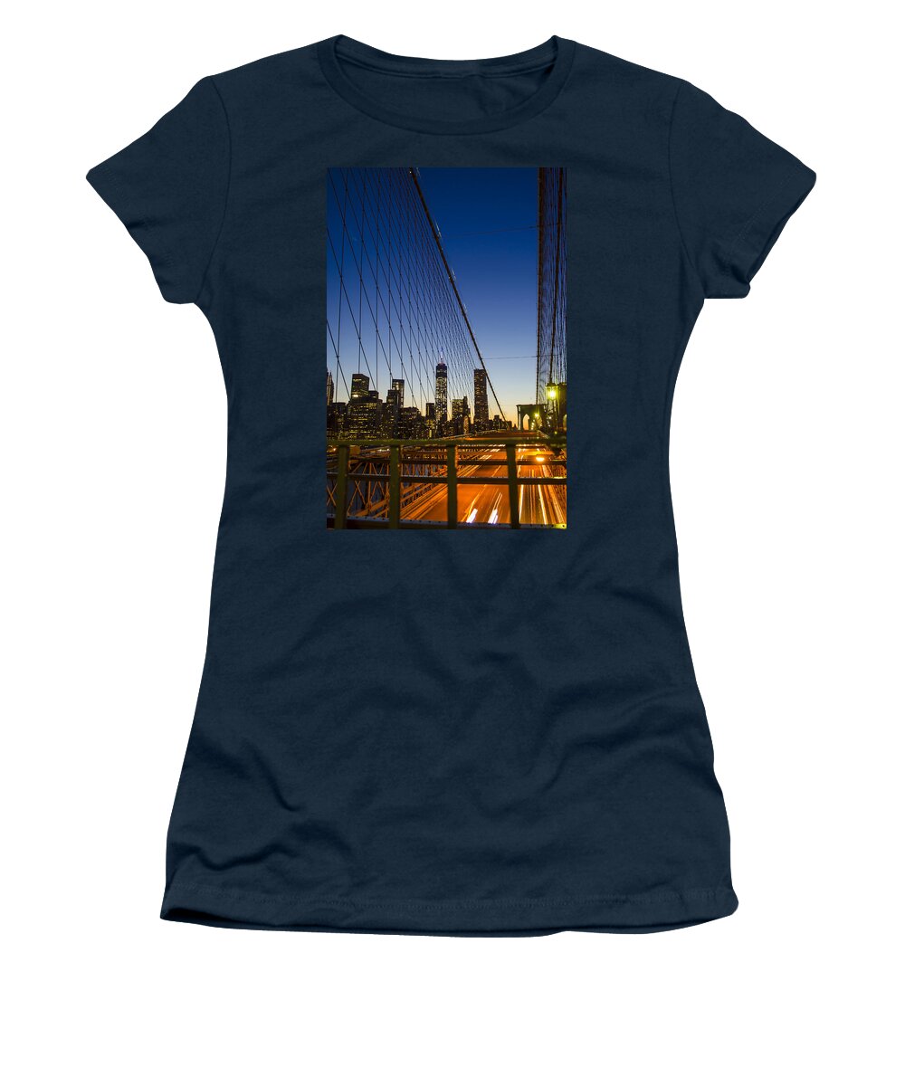 Wtc1 Women's T-Shirt featuring the photograph WTC1 from Brooklyn Bridge by GeeLeesa Productions
