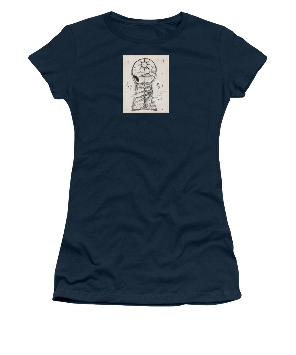 Keyholedrawing Women's T-Shirt featuring the drawing You Hold The Key by Paul Carter