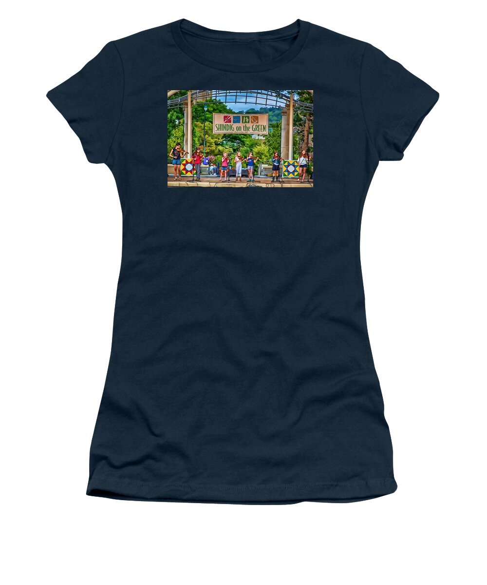 Asheville Women's T-Shirt featuring the digital art Youngest Shindiggers by John Haldane