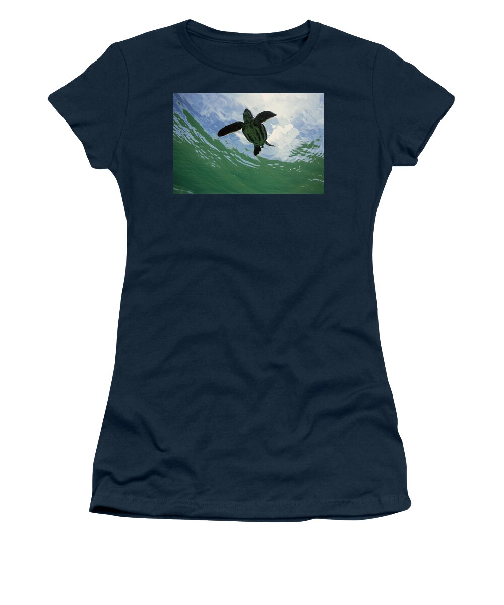 Mp Women's T-Shirt featuring the photograph Leatherback Sea Turtle Dermochelys #1 by Mike Parry