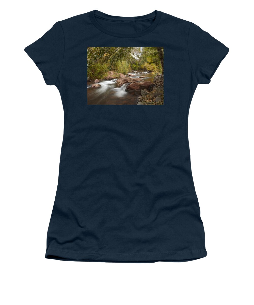 00438934 Women's T-Shirt featuring the photograph Oak Creek In Slide Rock State Park #1 by Tim Fitzharris