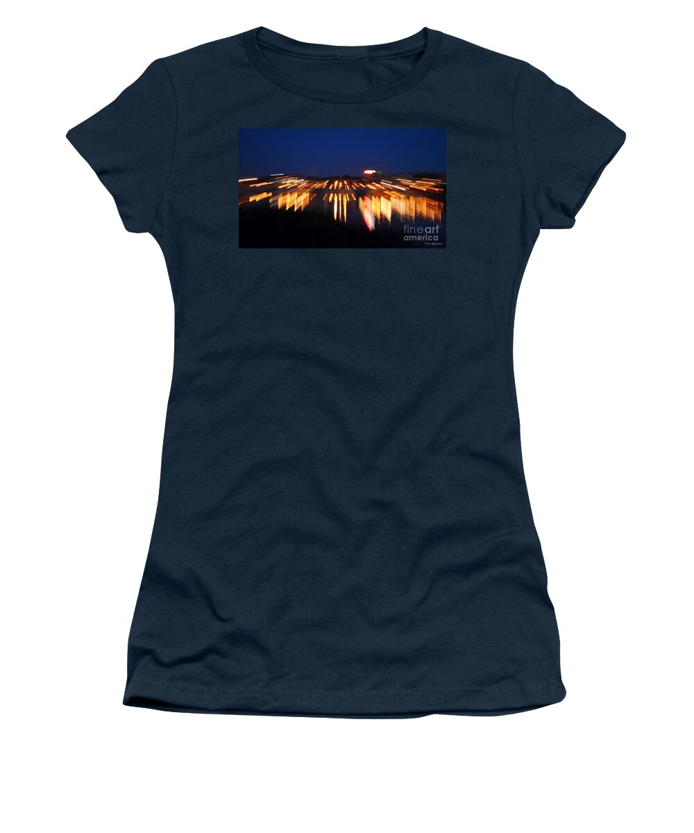 Color Photography Women's T-Shirt featuring the photograph Abstract - City Lights by Sue Stefanowicz