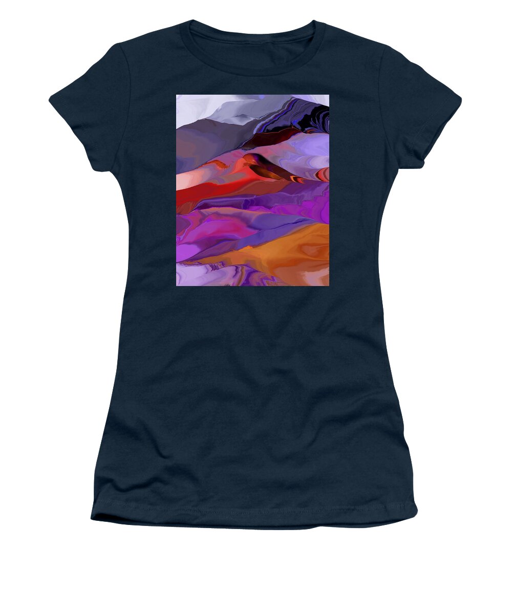 Fine Art Women's T-Shirt featuring the digital art Abstract Hills and Mountains 121611 by David Lane