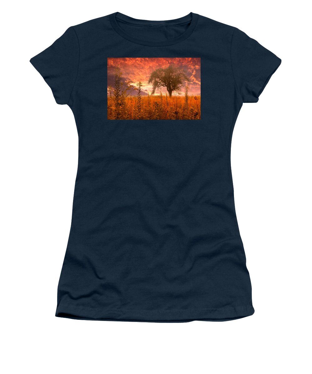 Andrews Women's T-Shirt featuring the photograph Aflame by Debra and Dave Vanderlaan