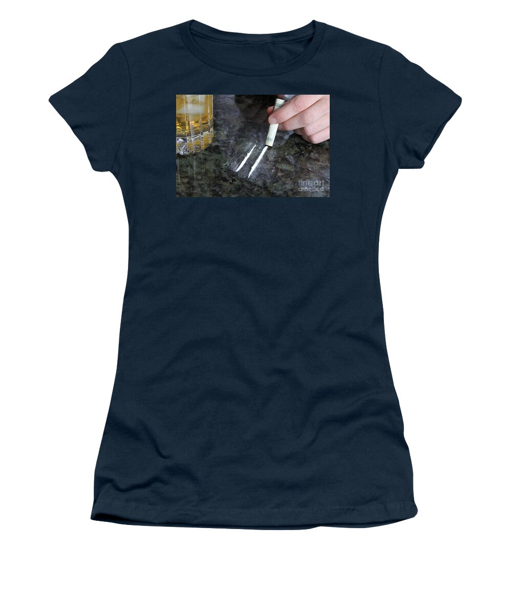 Beverage Women's T-Shirt featuring the photograph Alcohol And Cocaine by Photo Researchers