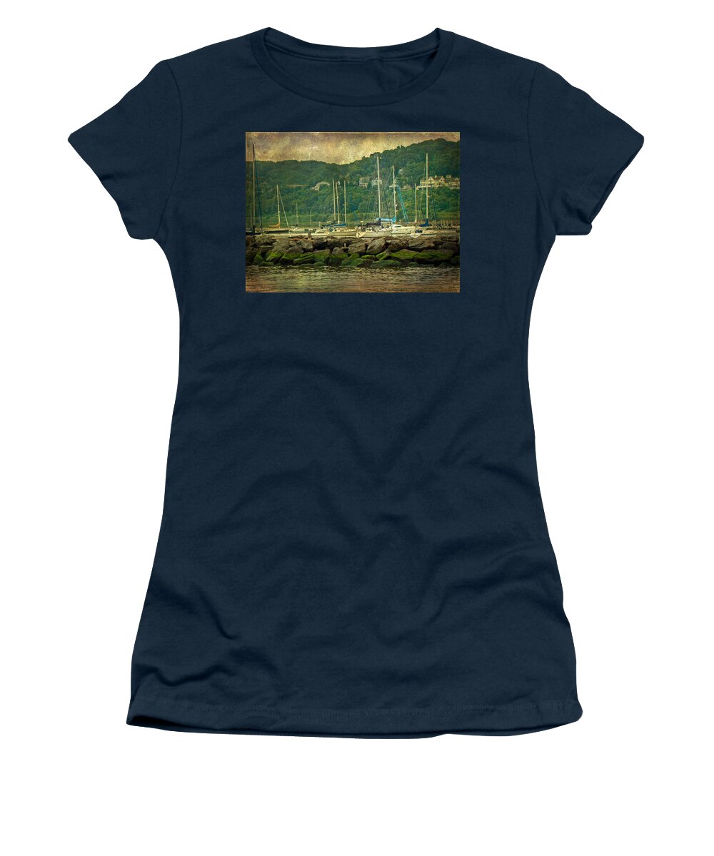 Boats Women's T-Shirt featuring the photograph At Home in the Harbor - Atlantic Highlands NJ by Carol Senske