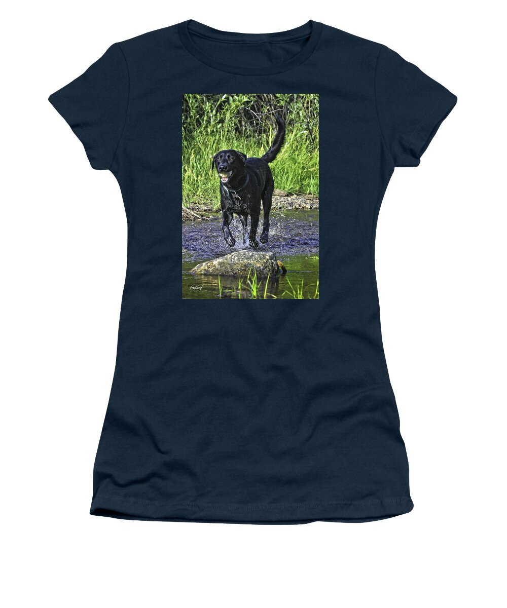 Dog Women's T-Shirt featuring the photograph Avalanche at Play 2 by Fred J Lord