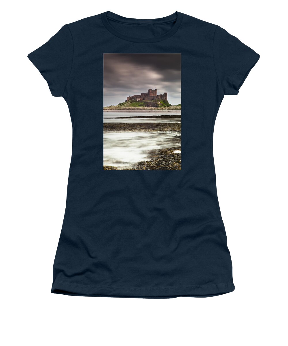Beach Women's T-Shirt featuring the photograph Bamburgh Castle Bamburgh Northumberland by John Short