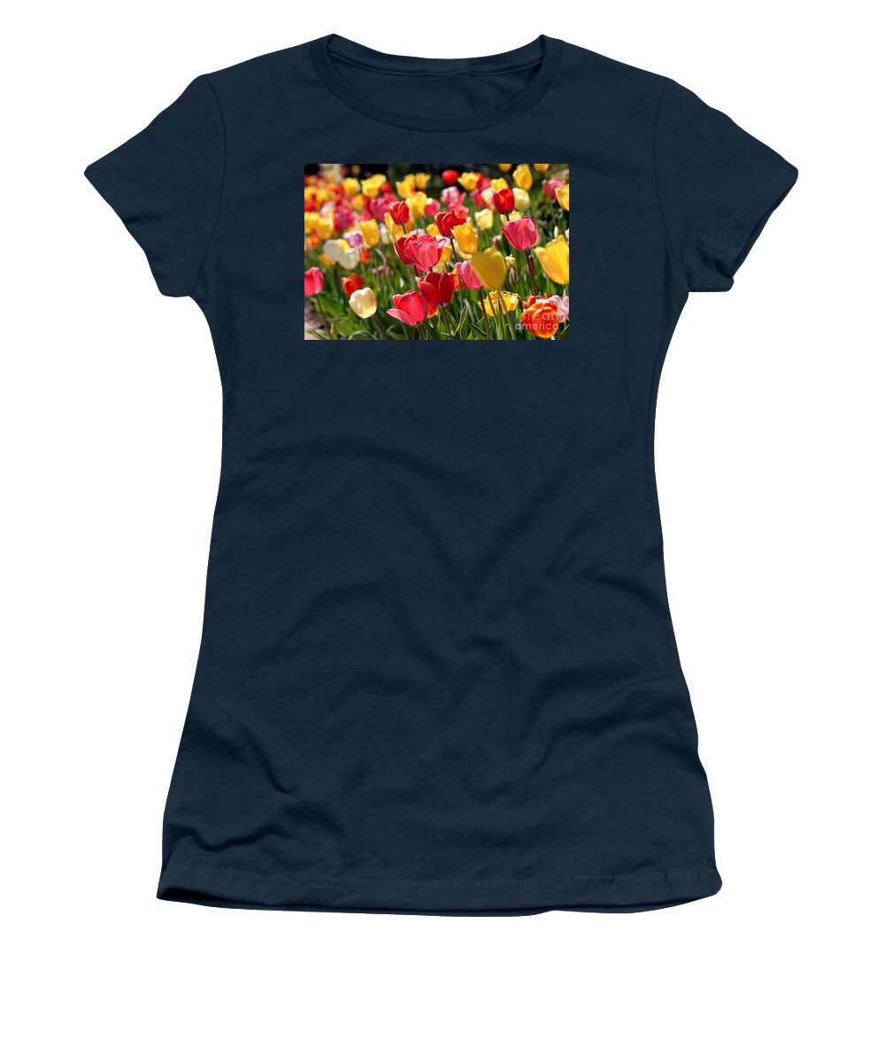 Flowers Women's T-Shirt featuring the photograph Blowing In The Wind by Living Color Photography Lorraine Lynch
