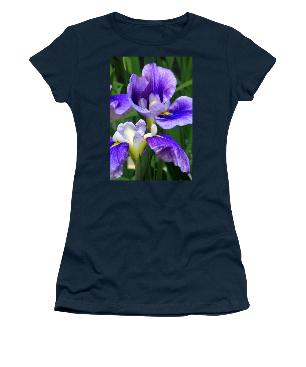 Iris Women's T-Shirt featuring the photograph Blue Irises by Deborah Crew-Johnson
