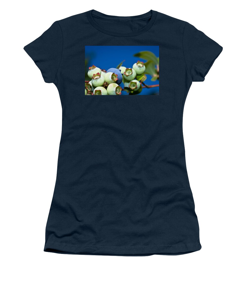 Macro Women's T-Shirt featuring the photograph Blueberries and Sky by Lori Coleman