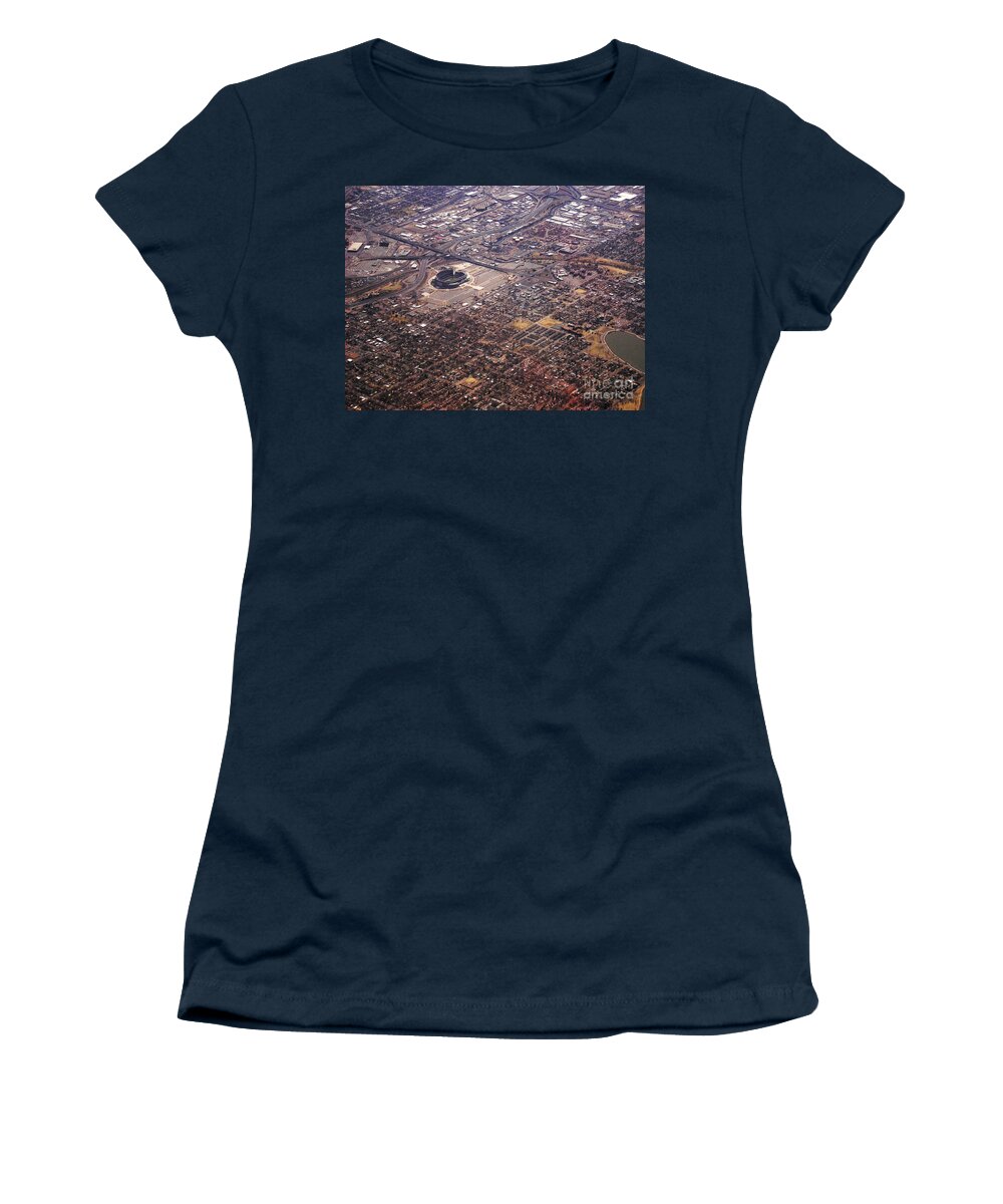 Aerial Women's T-Shirt featuring the photograph Broncos Stadium Aerial by Anthony Wilkening
