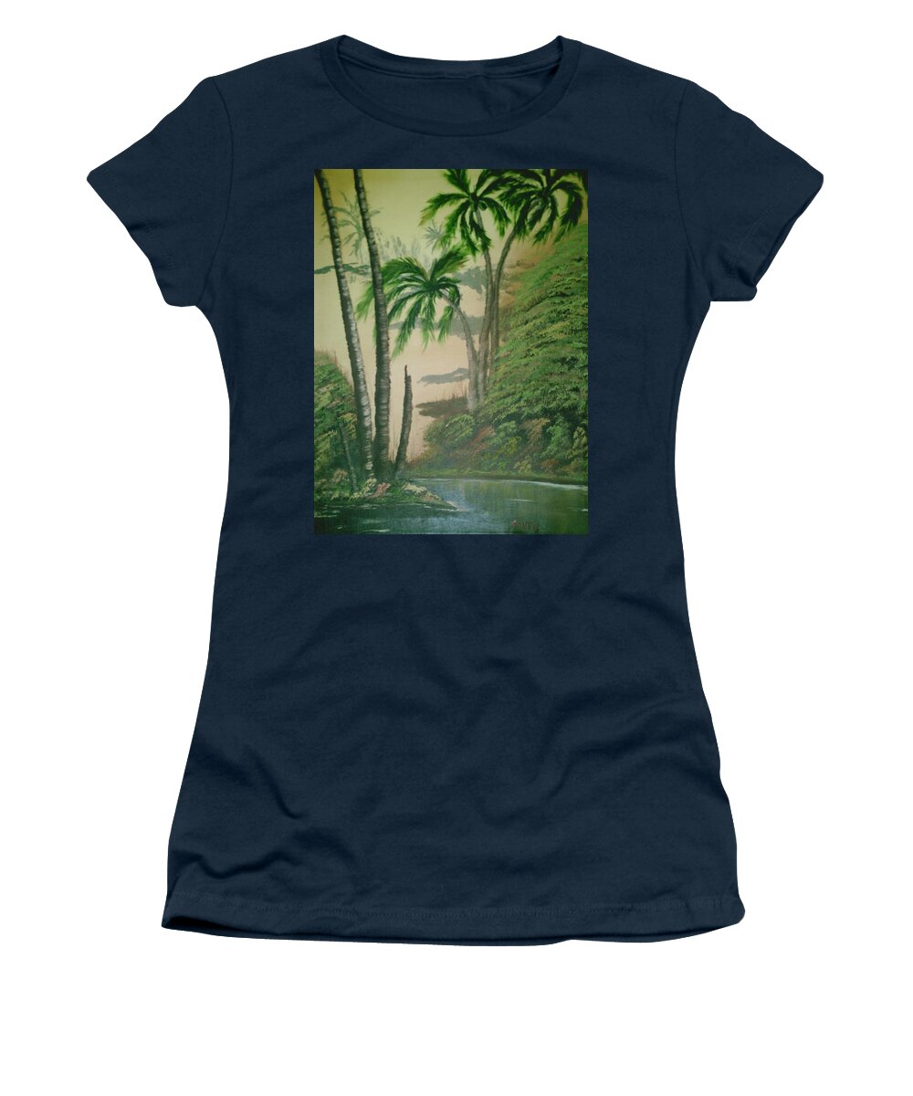 Coconut Trees Women's T-Shirt featuring the painting Coconut Grove by Jim Saltis