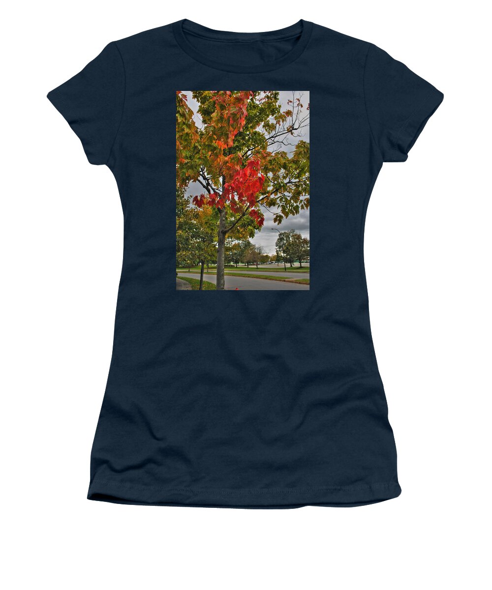  Women's T-Shirt featuring the photograph Cold Autumn Breeze by Michael Frank Jr