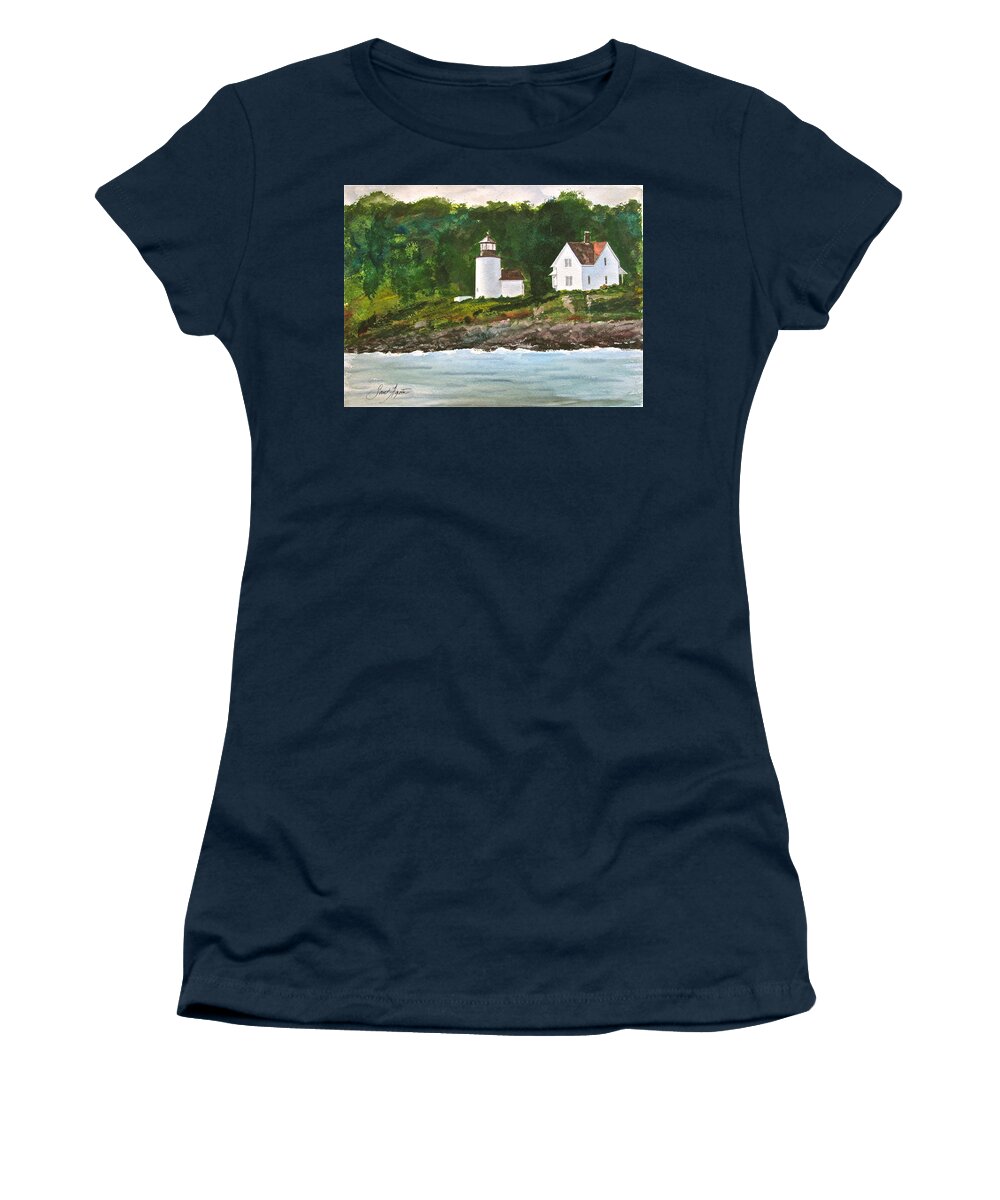 Lighthouse Women's T-Shirt featuring the painting Curtis Island Light by Frank SantAgata
