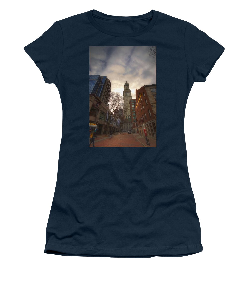 Massachusetts Women's T-Shirt featuring the photograph Custom House by Joann Vitali