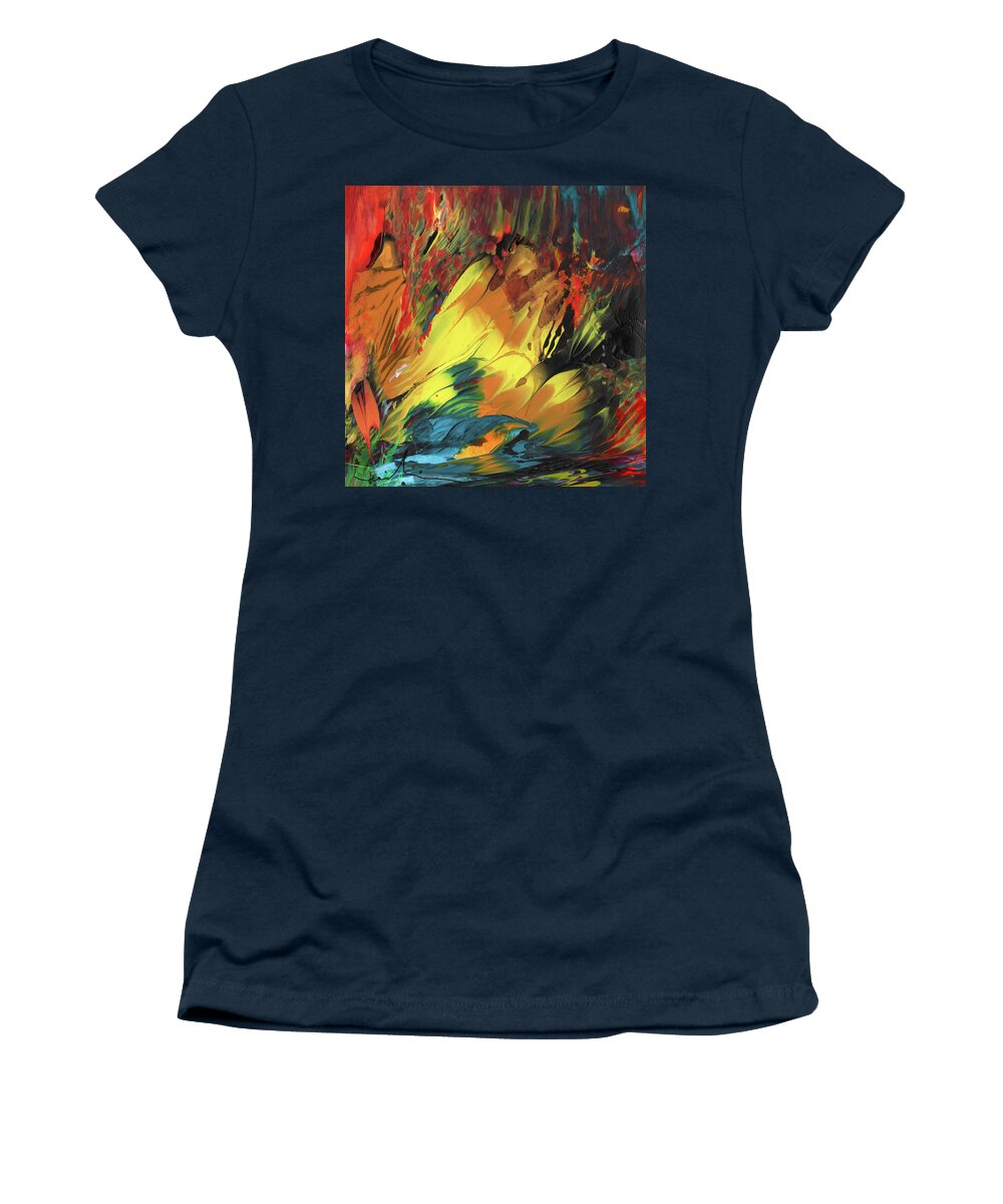 Abstract Women's T-Shirt featuring the painting Dreaming of Tahiti by Miki De Goodaboom