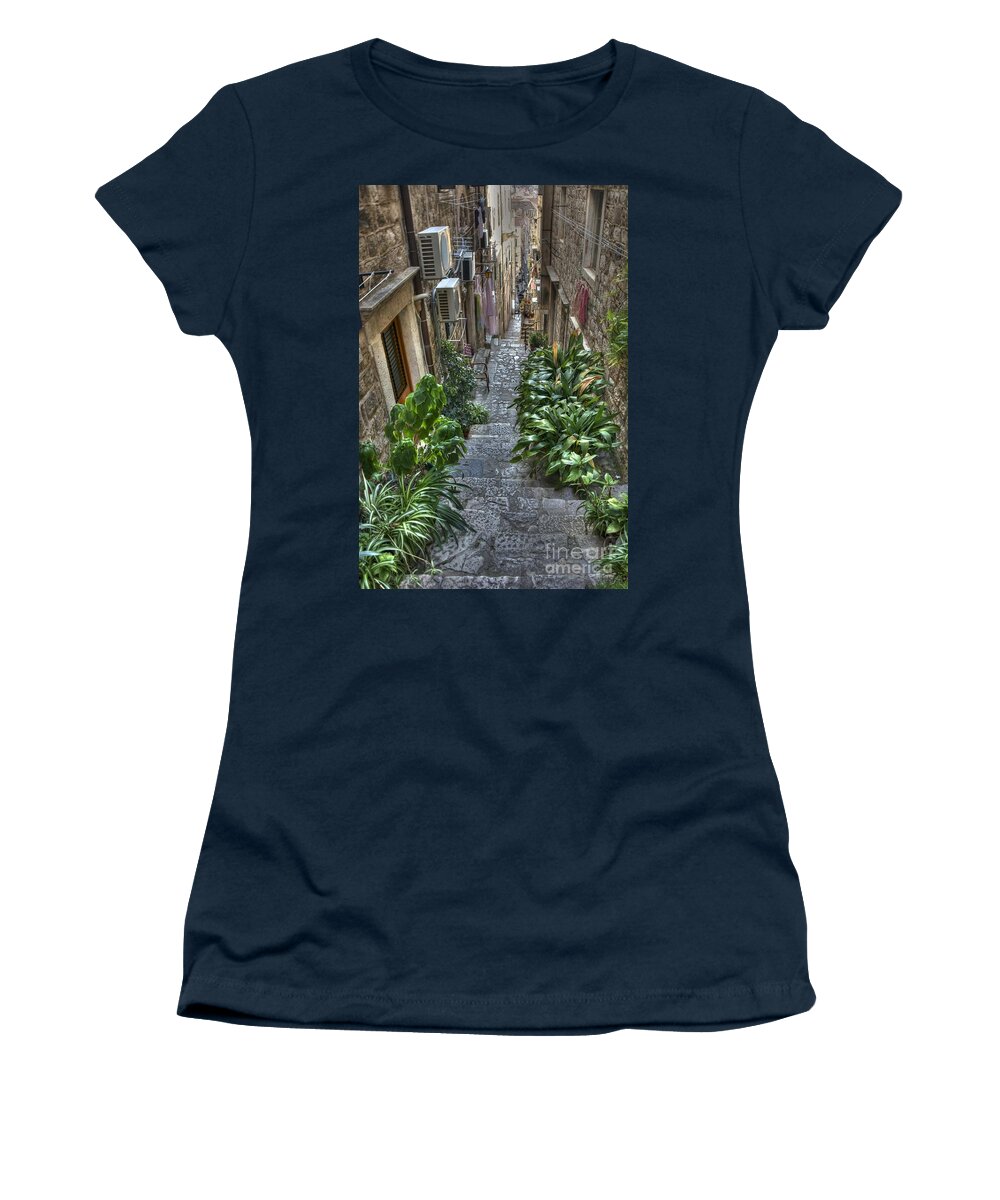Color Women's T-Shirt featuring the photograph Dubrovnik Stairway by Crystal Nederman