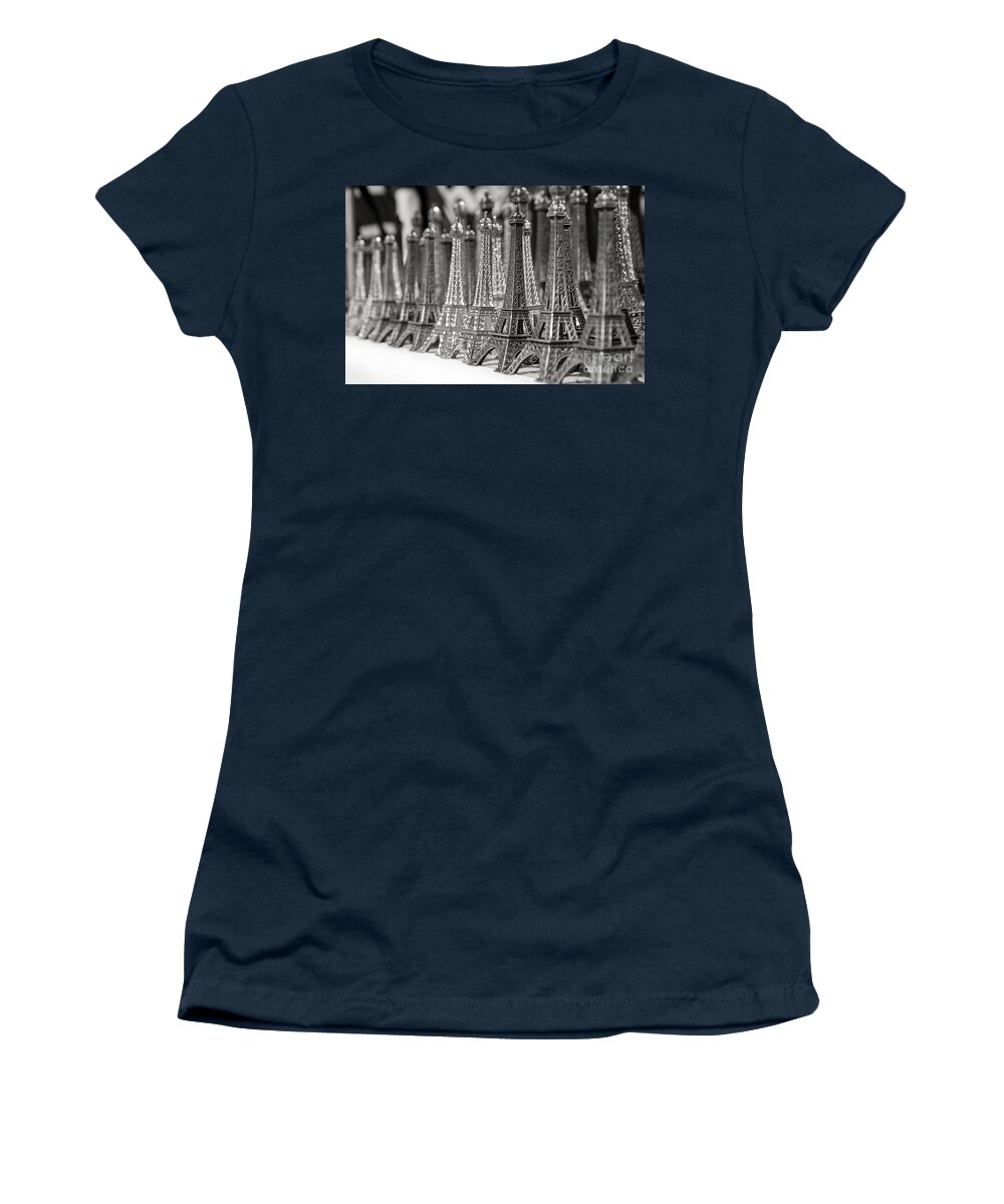 Black White Women's T-Shirt featuring the photograph Eiffel tower miniature by Olivier Steiner