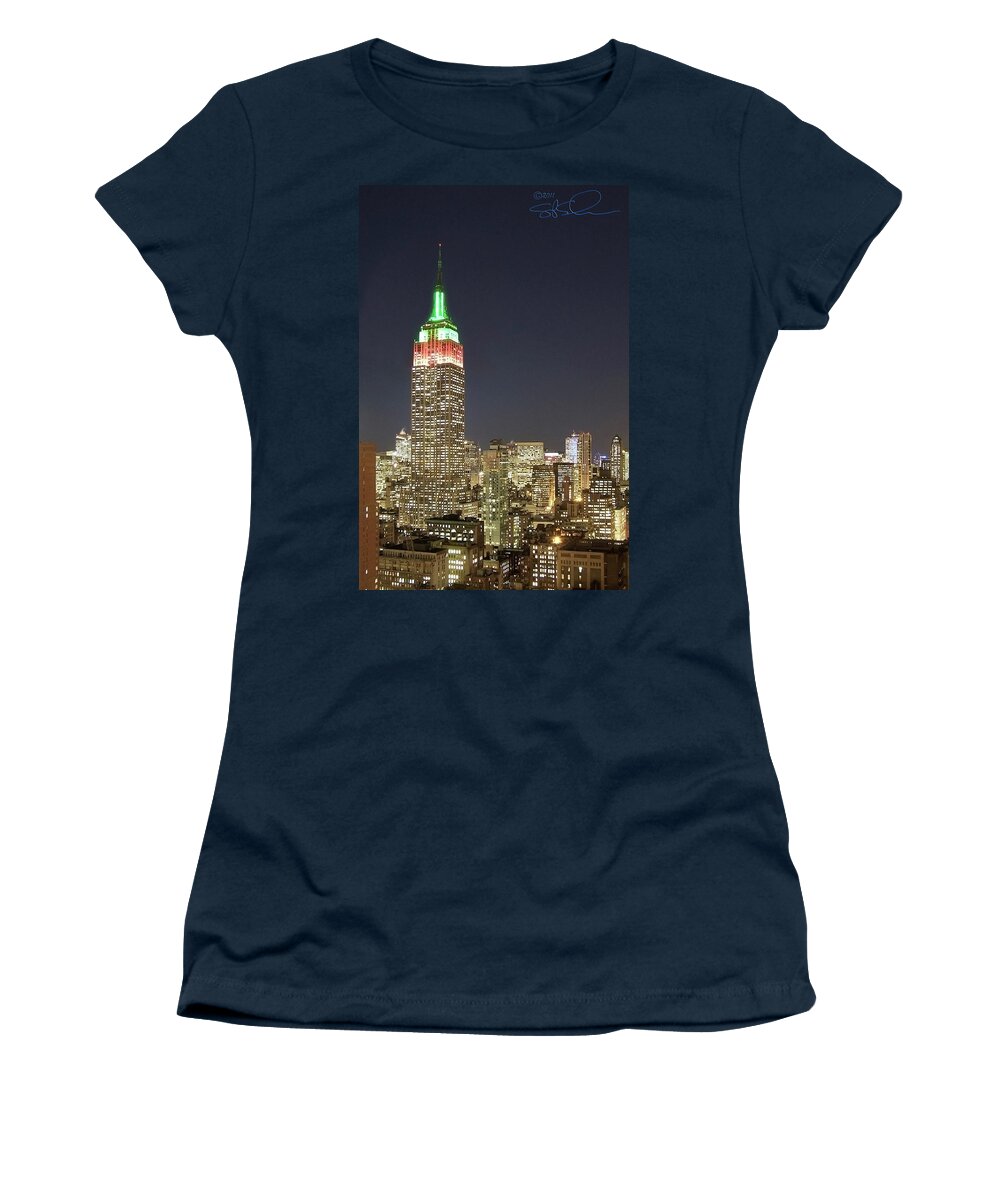 Empire State Building Women's T-Shirt featuring the photograph Empire Lights by S Paul Sahm