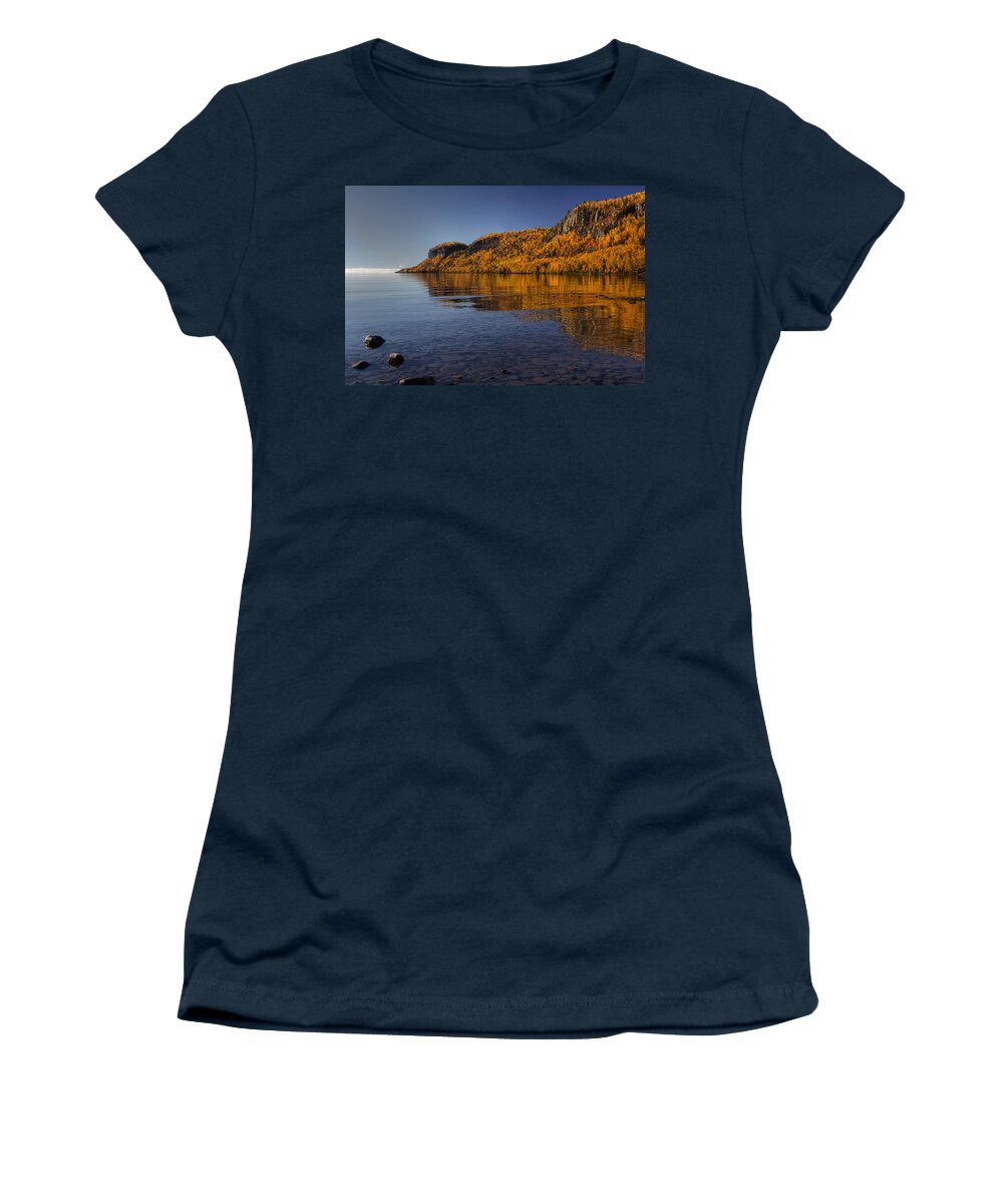 Autumn Women's T-Shirt featuring the photograph Fall Colours in the Squaw Bay II by Jakub Sisak