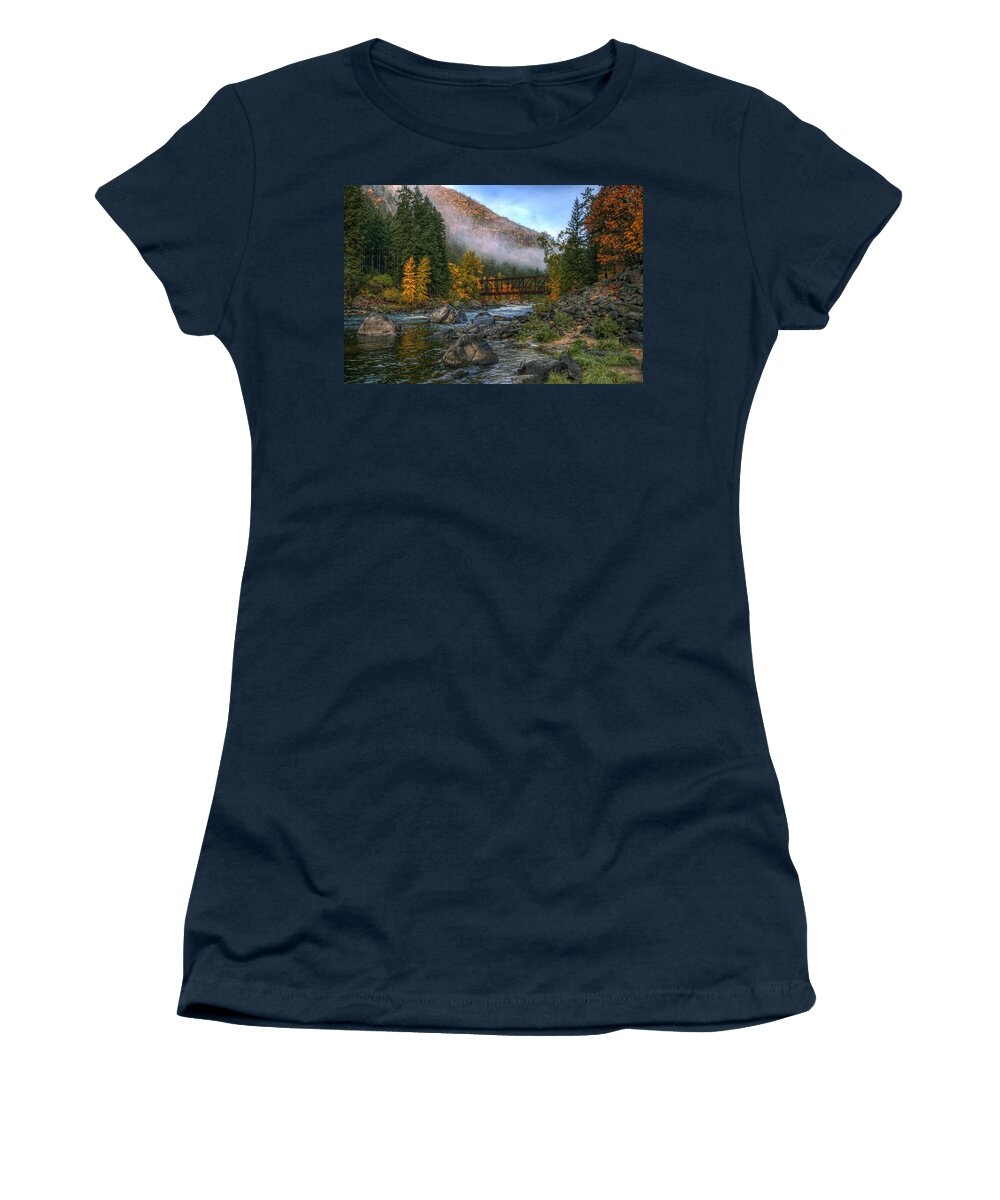 Hdr Women's T-Shirt featuring the photograph Fall up the Tumwater by Brad Granger