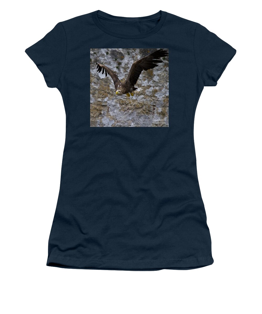 White_tailed Eagle Women's T-Shirt featuring the photograph Flying European Sea Eagle II by Heiko Koehrer-Wagner