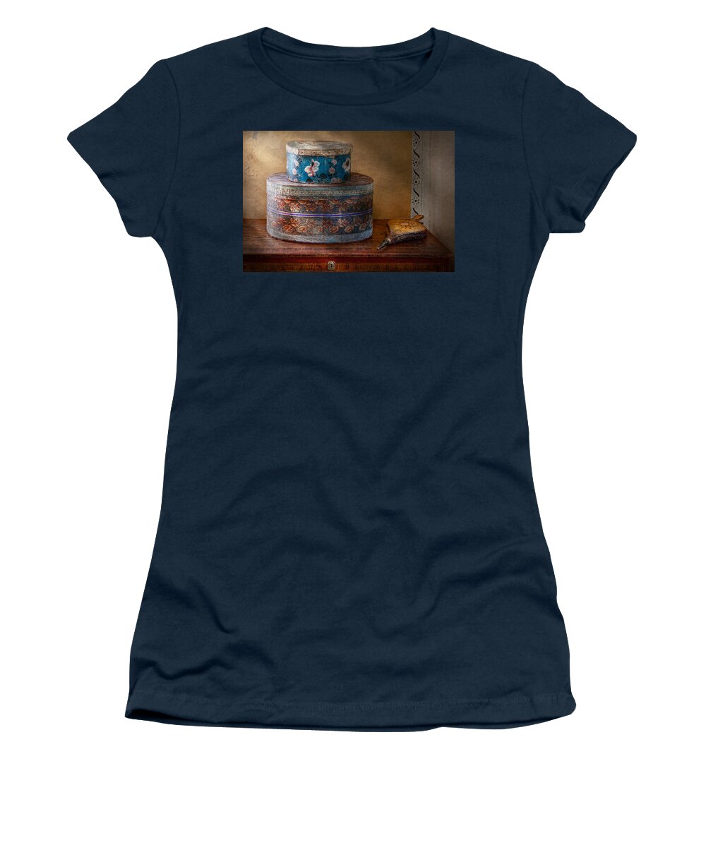 Box Women's T-Shirt featuring the photograph Furniture - Hat boxes with billow by Mike Savad
