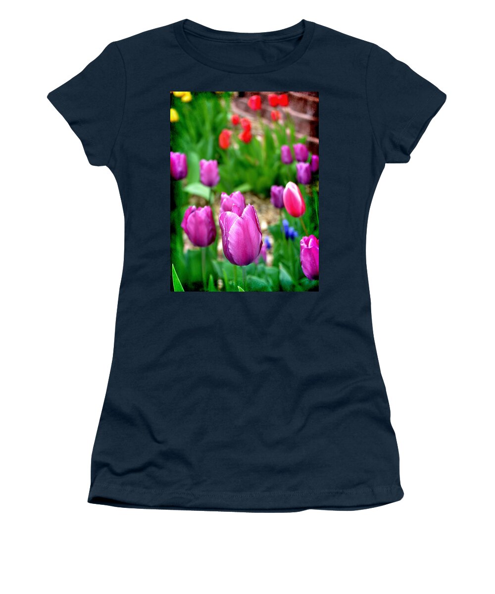 Multicolored Women's T-Shirt featuring the photograph Gardening by Angelina Tamez