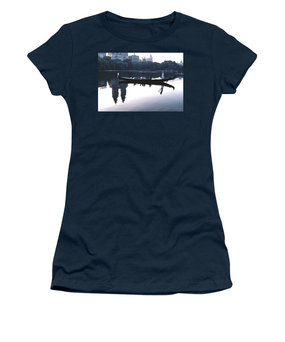 Relaxing Women's T-Shirt featuring the photograph Gondola on the Central Park Lake by Tom Wurl