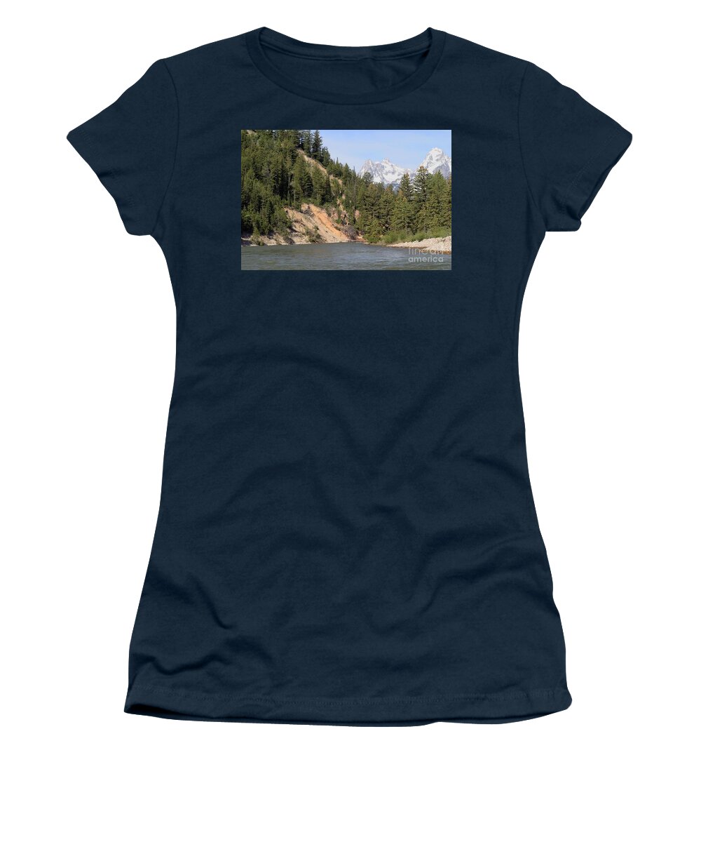 Grand Tetons Women's T-Shirt featuring the photograph Grand Tetons From Snake River by Living Color Photography Lorraine Lynch