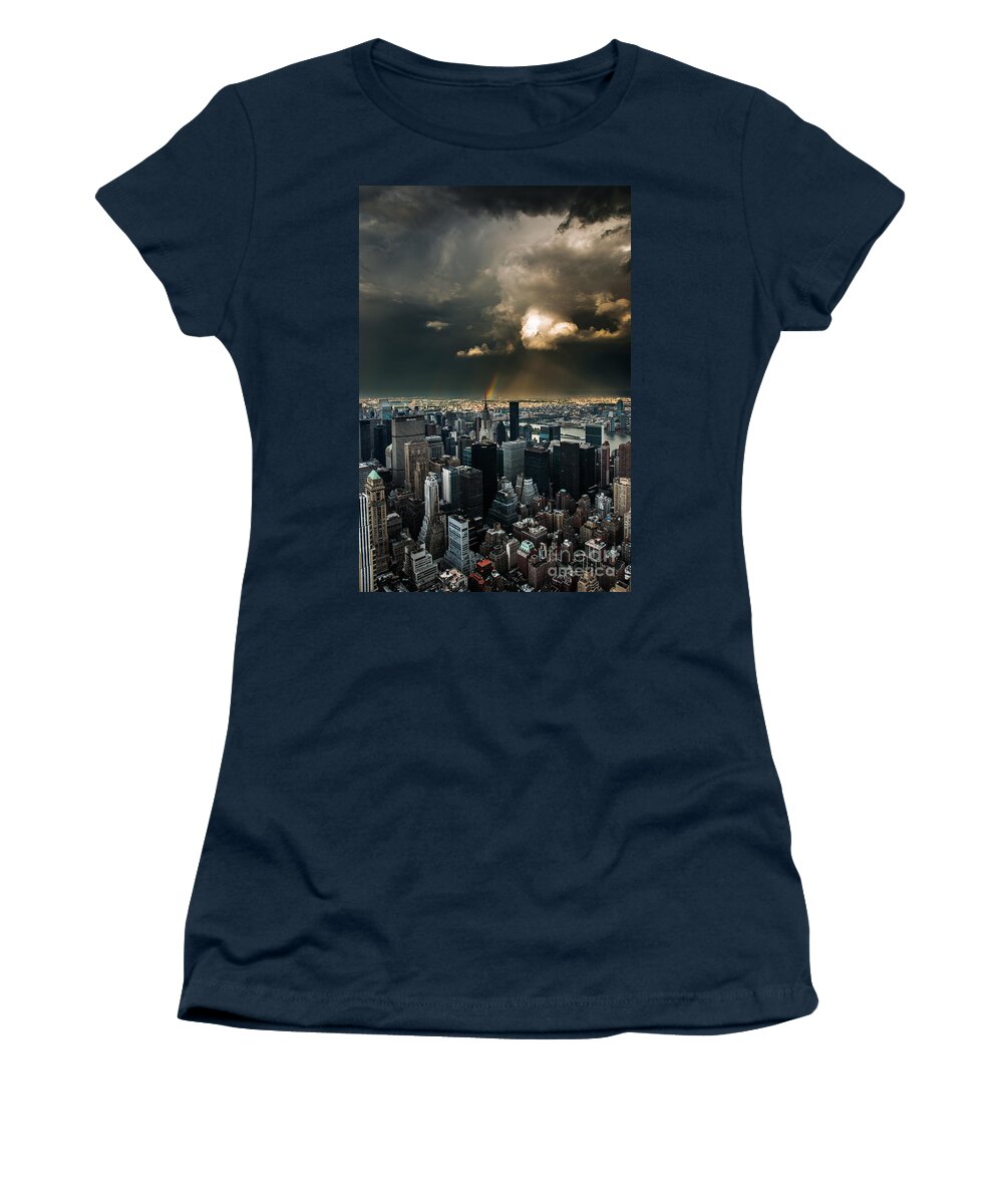 Manhatten Women's T-Shirt featuring the photograph Great Skies over Manhattan by Hannes Cmarits