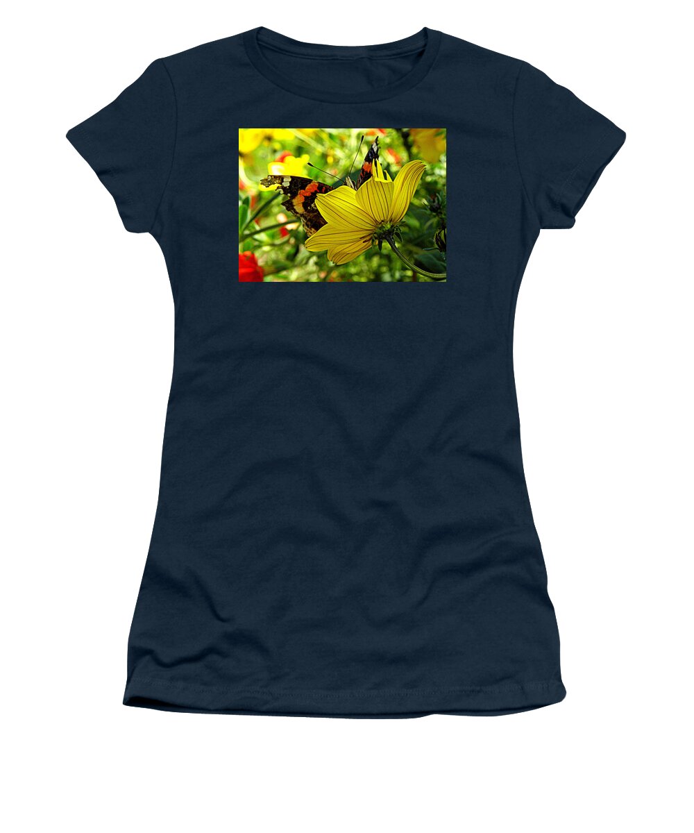 Butterfly Women's T-Shirt featuring the photograph I'm peaking at you by Kim Galluzzo