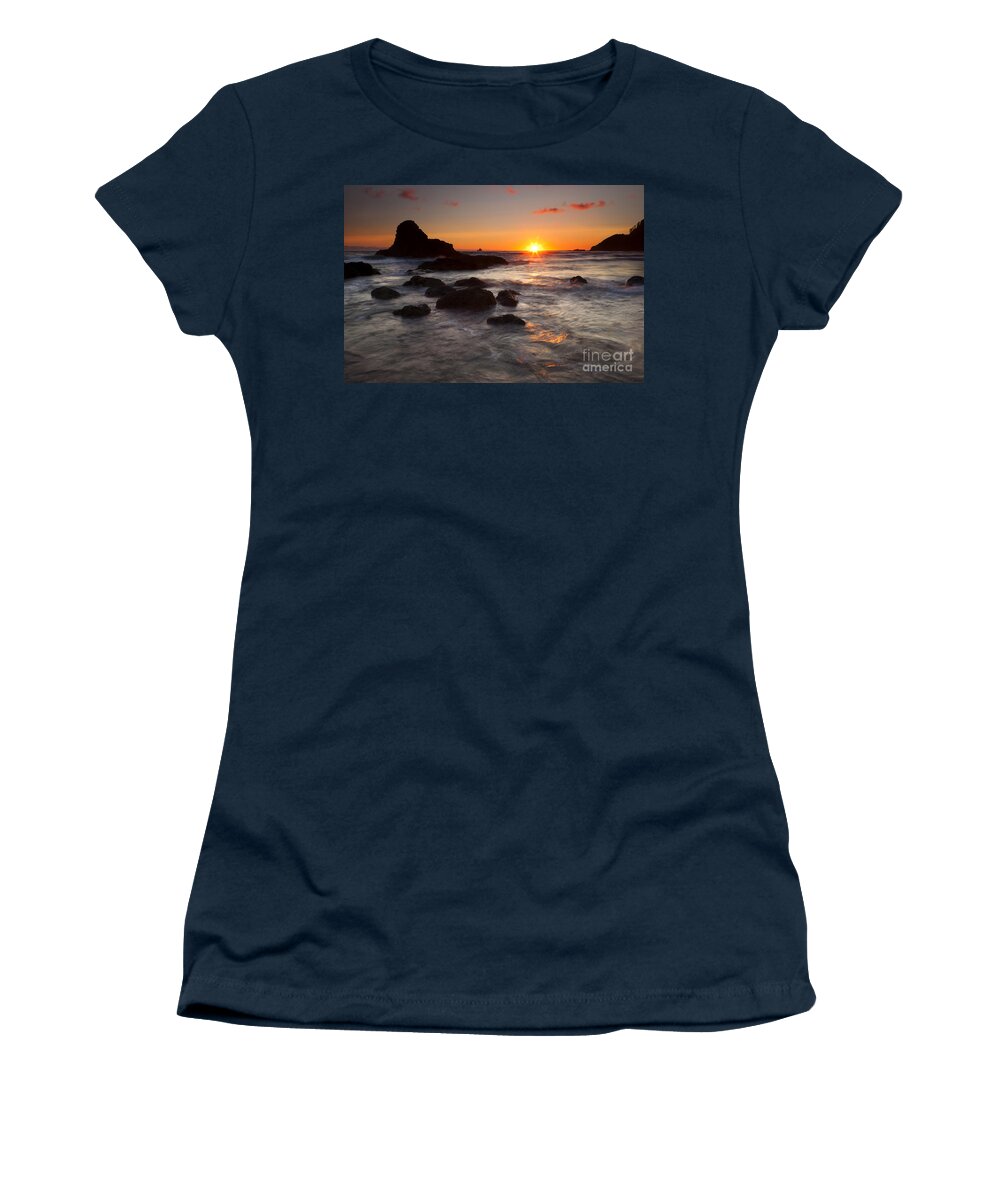 Indian Beach Women's T-Shirt featuring the photograph Indian Beach Sundown by Michael Dawson