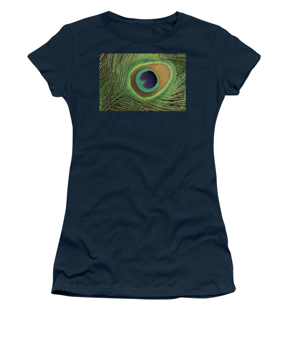 Mp Women's T-Shirt featuring the photograph Indian Peafowl Pavo Cristatus Display by Gerry Ellis