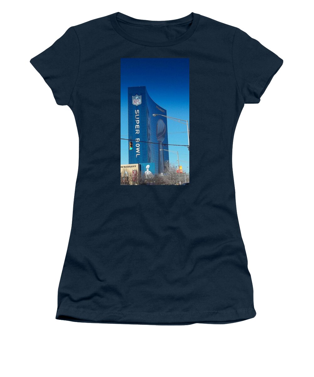 Super Bowl Women's T-Shirt featuring the photograph Indianapolis Marriott welcomes Super Bowl 46 by Stephen King