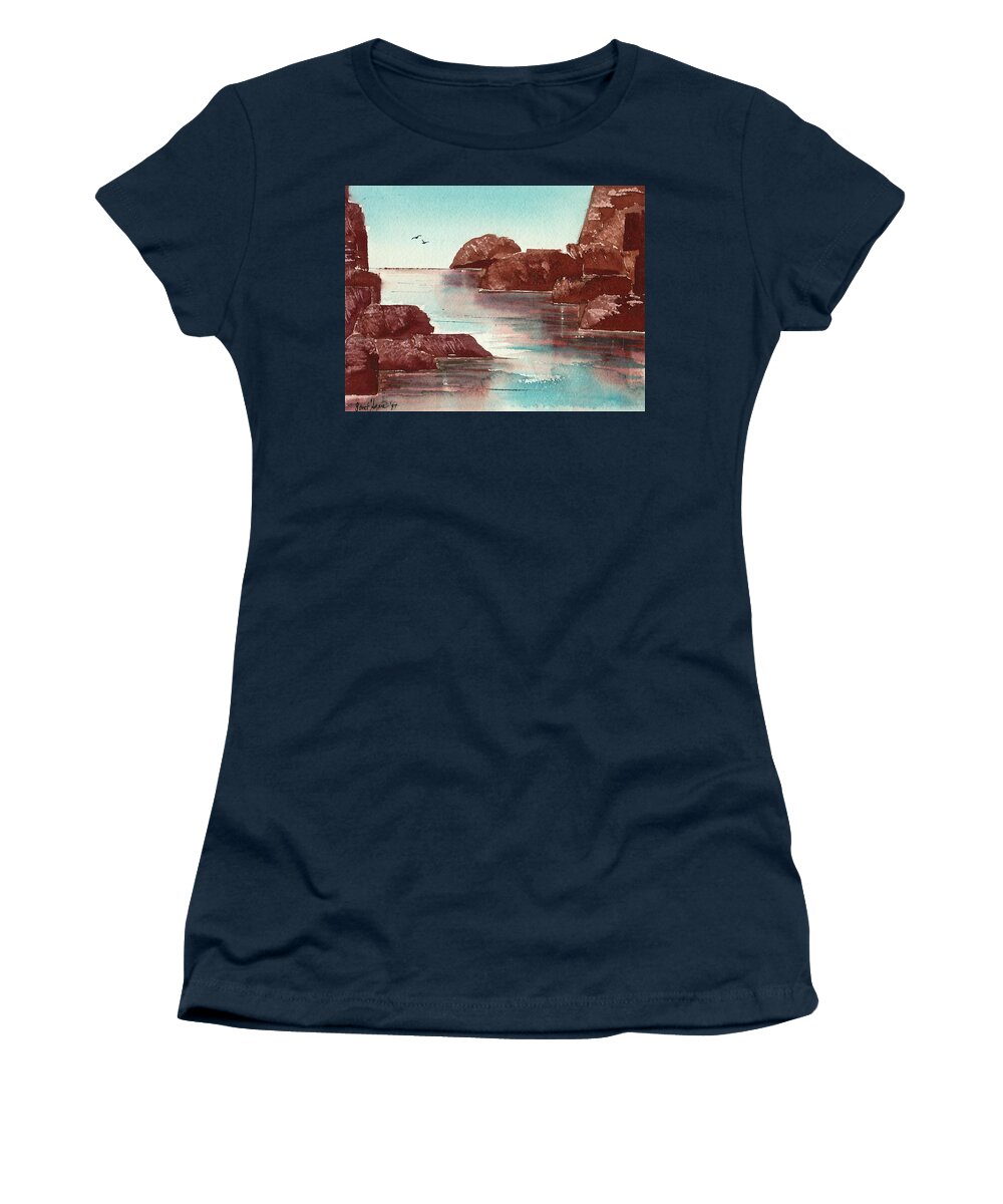 Rocks Women's T-Shirt featuring the painting Inlet by Frank SantAgata