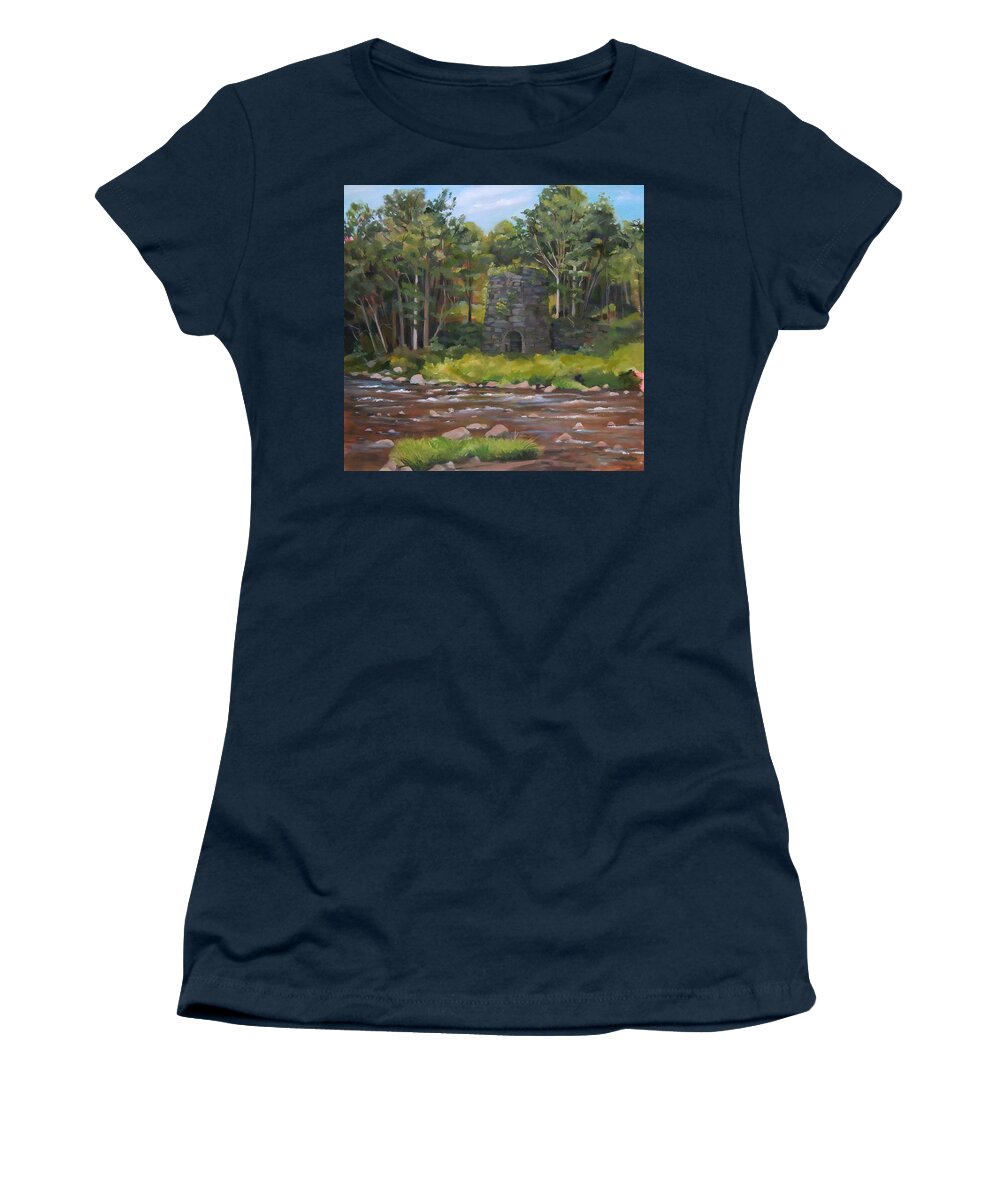 Iron Women's T-Shirt featuring the painting Iron Furnace of Franconia New Hampshire by Nancy Griswold
