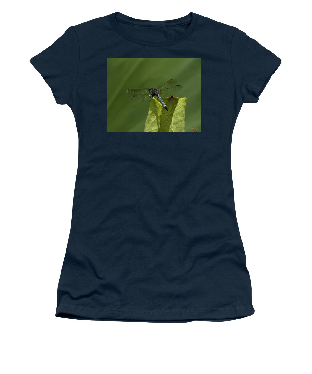 Nature Women's T-Shirt featuring the photograph Lotus Leaf and Blue Dasher Dragonfly DL058 by Gerry Gantt
