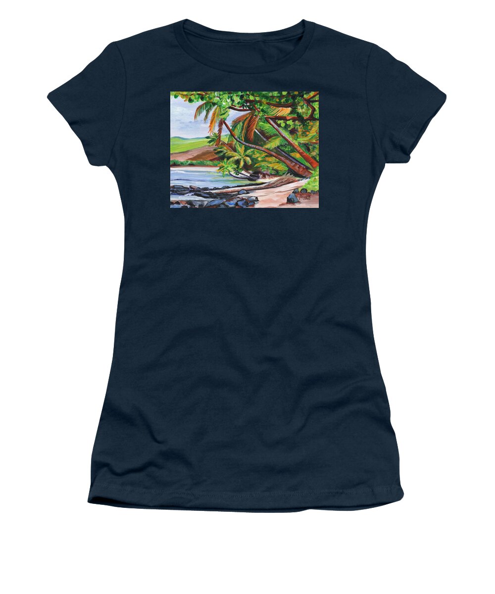 Kauai Women's T-Shirt featuring the painting Makaweli Landscape by Marionette Taboniar